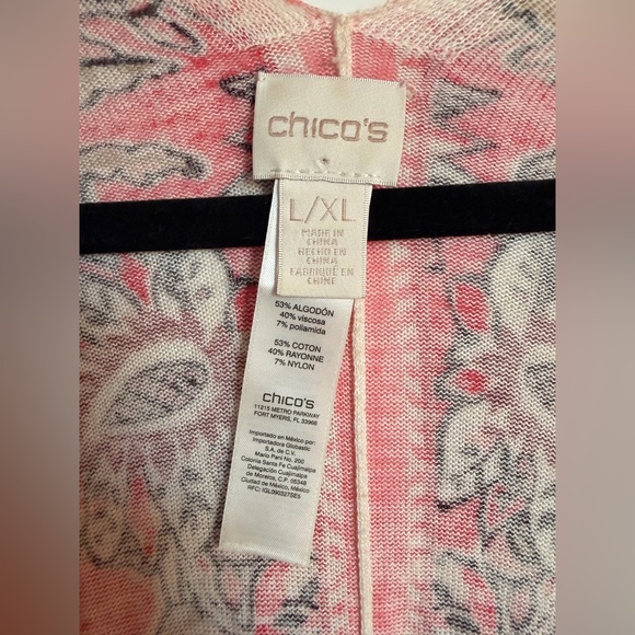 CHICO’S Women’s Floral Pink Kimono Cardigan size L/XL - Picture 6 of 6